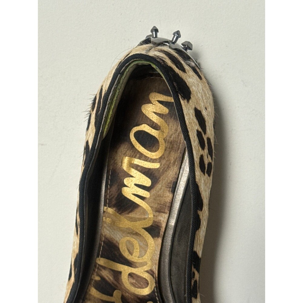 Sam Edelman Women’s 8.5 Leopard Calf Hair Ballet Flats Studded Animal Print - Picture 5 of 11